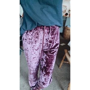 Purple Crushed Velvet Sweat Pants